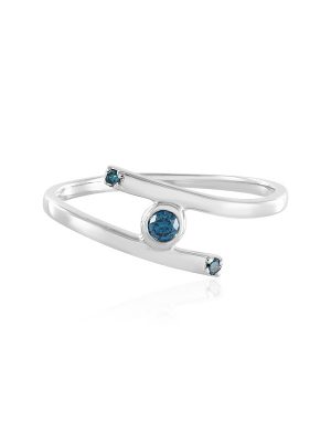 Blauer SI2 Brillant-Silberring