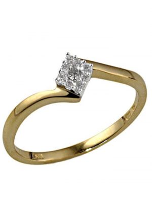 Damen- Ring 585/- Bicolor 9 Brillanten 0,13 ct. P1 weiß Goldmaid Goldfarben