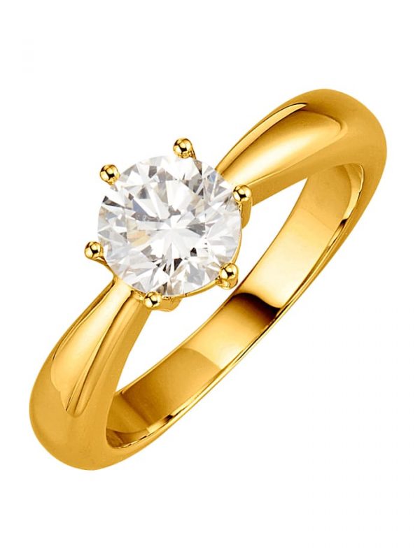 Damenring mit 1 Brillant ca. 1,5 ct. in Gelbgold 750 Diemer Gelbgold