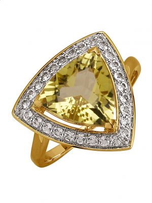 Damenring mit Lemon Quarz und Weißtopas in Gelbgold 585 Diemer Gelbgold