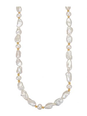 Halskette mit Süßwasser-Zuchtperle in Gelbgold 585 Diemer Weiß