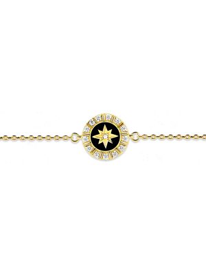 Maja Emulto Armband - Starshine black - EL00113.BR.YG.B 925 Silber vergoldet gold