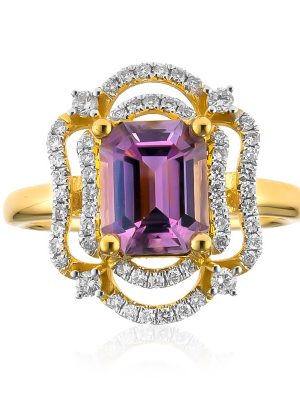 Pinkfarbener Diaspor-Goldring (AMAYANI)