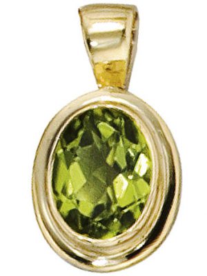 SIGO Anhänger oval 585 Gold Gelbgold 1 Peridot grün Goldanhänger