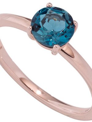SIGO Damen Ring 585 Gold Rotgold 1 Blautopas blau London blue Goldring Rotgoldring