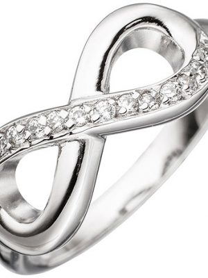 SIGO Damen Ring Unendlichkeit 925 Sterling Silber rhodiniert mit Zirkonia Silberring