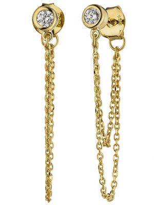 SIGO Ohrhänger 925 Sterling Silber gold vergoldet 2 Zirkonia Ohrringe Ohrstecker
