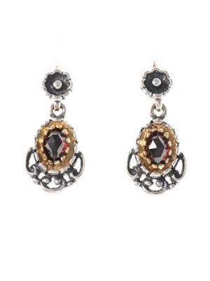 SIGO Ohrringe 925 Silber Trachtenschmuck Granat