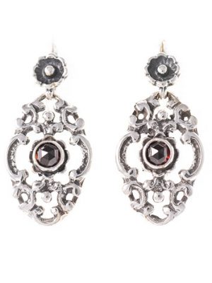 SIGO Ohrringe 925 Silber Trachtenschmuck Granat
