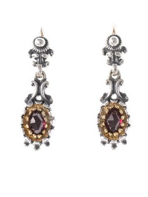 SIGO Ohrringe 925 Silber Trachtenschmuck Granat