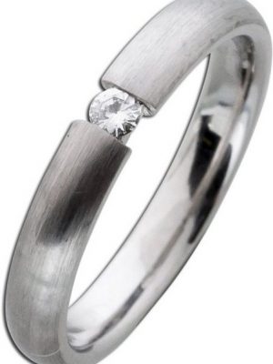 Ch.Abramowicz Goldring Solitärring Platin 950 1Brillant 0,05ct W/SI mattiert Spannringoptik 1 (1-tlg)