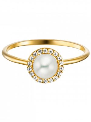 Julie Julsen Ring - 52 925 Silber vergoldet, Perle, Zirkonia gold