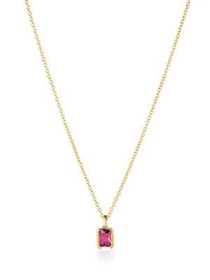 SIF Jakobs Halskette - ROCCANOVA PICCOLO - SJ-N42260-PKCZ-YG 925 Silber vergoldet, Zirkonia pink