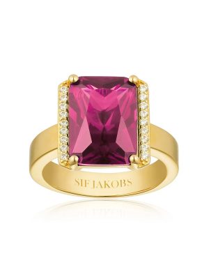 SIF Jakobs Ring - 54 925 Silber vergoldet, Zirkonia pink