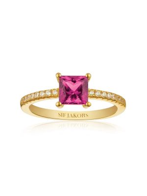 SIF Jakobs Ring - ELLERA QUADRATO - SJ-R42280-PKCZ-YG 925 Silber vergoldet, Zirkonia pink