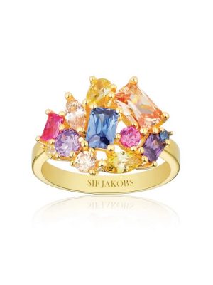 SIF Jakobs Ring - IVREA - SJ-R12331-XCZ-YG 925 Silber vergoldet, Zirkonia bicolor