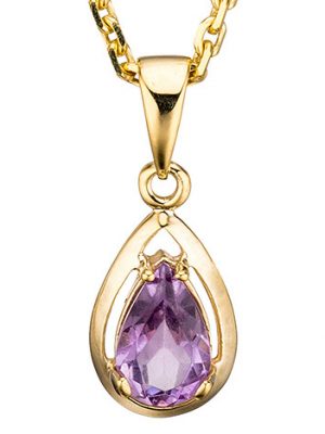 SIGO Anhänger Tropfen 333 Gold Gelbgold 1 Amethyst lila violett Goldanhänger