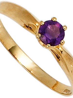 SIGO Damen Ring 585 Gold Gelbgold 1 Amethyst lila violett Goldring