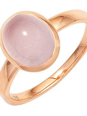 SIGO Damen Ring 585 Gold Rotgold 1 Rosenquarz Cabochon rosa Goldring