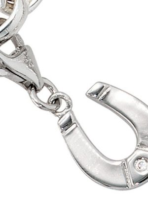 SIGO Einhänger Charm Hufeisen 925 Sterling Silber rhodiniert 1 Zirkonia