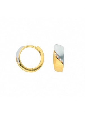 1 Paar 585 Gold Ohrringe / Creolen mit Zirkonia 1001 Diamonds Gold