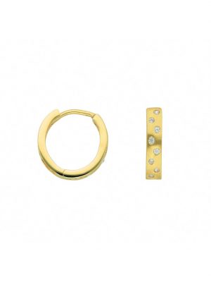 1 Paar 585 Gold Ohrringe / Creolen mit Zirkonia Ø 12,8 mm 1001 Diamonds Gold