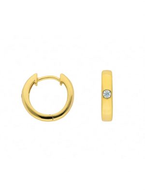 1 Paar 585 Gold Ohrringe / Creolen mit Zirkonia Ø 13,6 mm 1001 Diamonds Gold