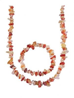 2tlg. Schmuck-Set aus Karneol und Bergkristall Multicolor