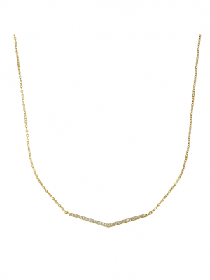 Collier 375/- Gold Zirkonia weiß 42+3cm Glänzend Celesta Gelb