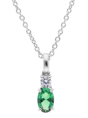 Damen-Halskette Silber mit Grünem Stein trendor Grün