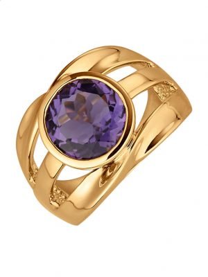 Damenring mit Amethyst in Silber 925 Gelbgoldfarben