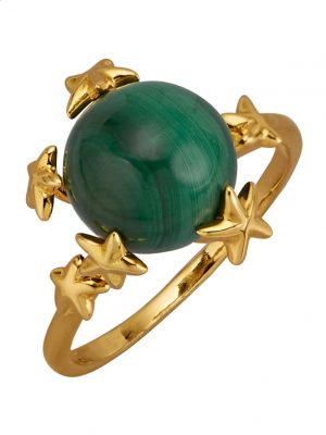 Damenring mit Malachit in SIlber 925 Gelbgoldfarben