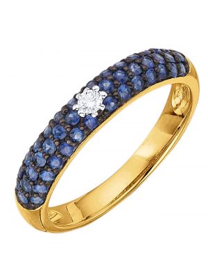 Damenring mit Saphiren und Diamant in Gelbgold 585 Diemer Gelbgold