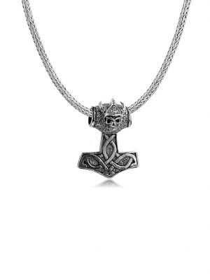 Halskette Herren Schlangenkette Mit Thor's Hammer 925 Silber Kuzzoi Silber
