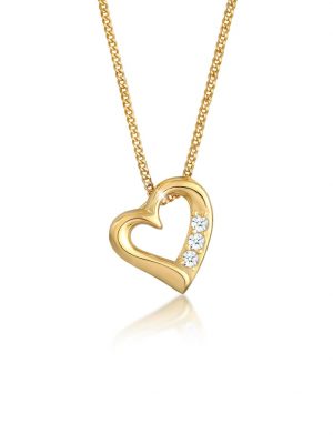 Halskette Herz Liebe Diamant (0.045 Ct.) 585 Gelbgold Elli DIAMONDS Weiß