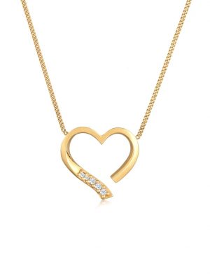 Halskette Herz Liebe Diamant (0.055 Ct.) 925 Silber Elli DIAMONDS Gold