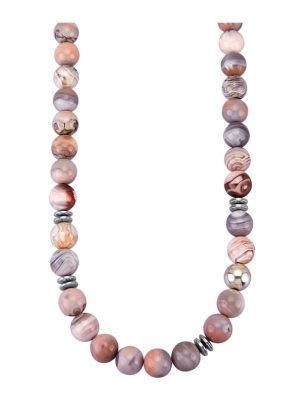 Halskette mit Botswana-Achat und Hämatit in Silber 925 Diemer Farbstein Silber