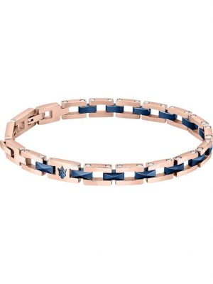 Herren-Armband Edelstahl, Keramik Maserati Blau, roségold