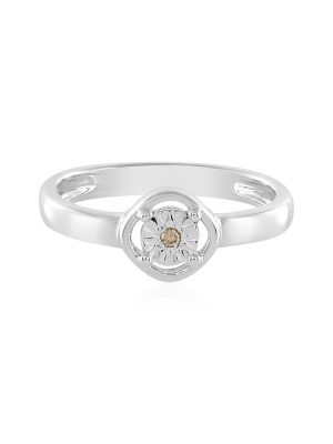 I3 Champagner-Diamant-Silberring