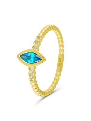 Maja Emulto Ring - 50 925 Silber vergoldet, Zirkonia blau