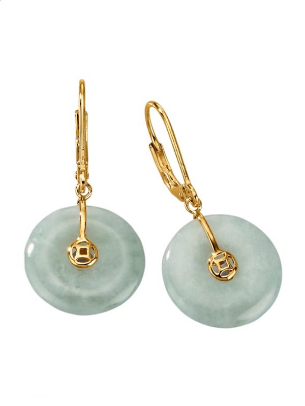 Ohrringe mit Jade-Steinen in Silber 925 Gelbgoldfarben