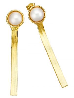 Ohrringe mit Mabé Perle in Silber 925 Diemer Gelbgoldfarben