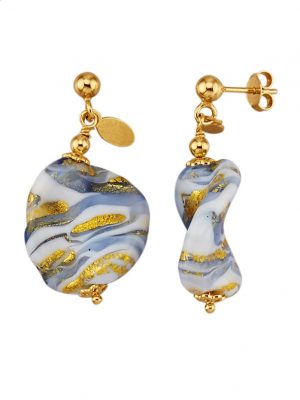 Ohrringe mit Muranoglas in Silber 925 Gelbgoldfarben