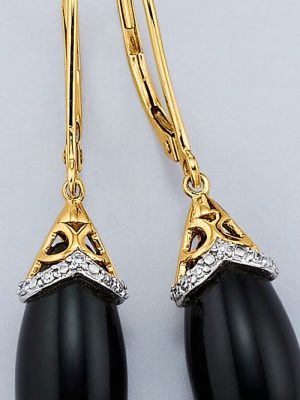Ohrringe mit Onyx und Diamanten in Gelbgold 585 Diemer Gelbgold