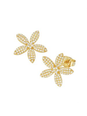 Ohrstecker Blüte mit weißen Zirkonia, vergoldet, Silber 925 Giorgio Martello Gold