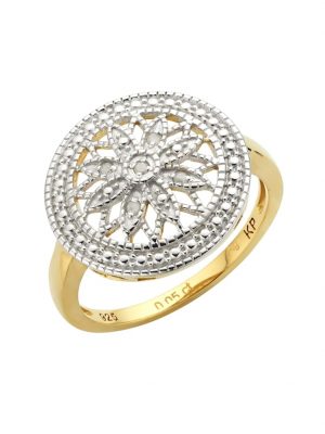 Ring 925/- Sterling Silber Diamant weiß Diamant bicolor 0,05ct. Diamonds by Ellen K. Gelb