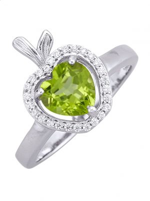 Ring - Apfel - mit Peridot und synth. Zirkonia in Silber 925 Silber