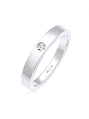Ring Solitär Bandring Diamant 0.015 Ct. 925 Silber Elli DIAMONDS Weiß