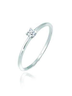 Ring Solitär Verlobung Diamant (0.06 Ct.) 585 Weißgold Elli DIAMONDS Silber
