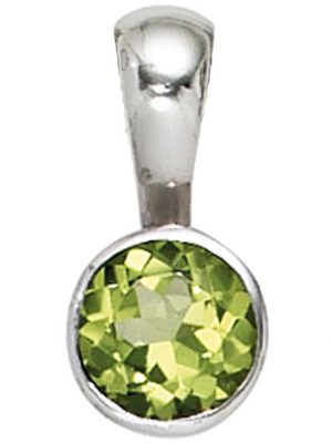 SIGO Anhänger rund 925 Sterling Silber rhodiniert 1 Peridot grün